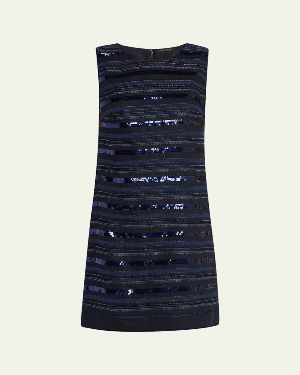 Jenae Sleeveless Beaded Linen Mini Dress